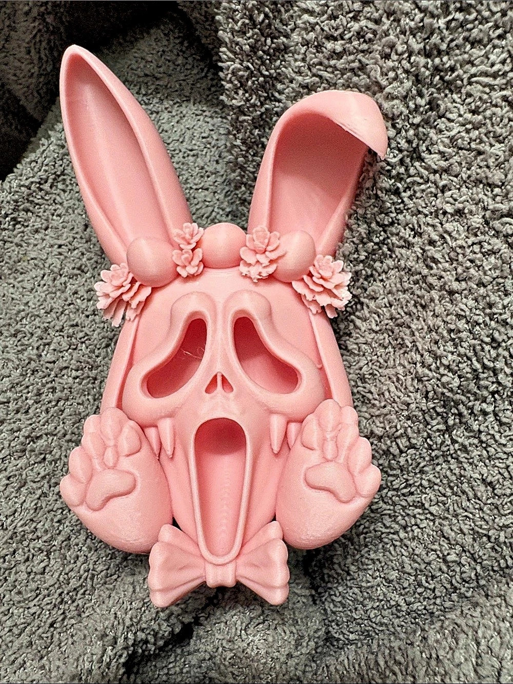 Fun World Ghost Face Easter Bunny Mask Pink Bunny Slippers Like New
